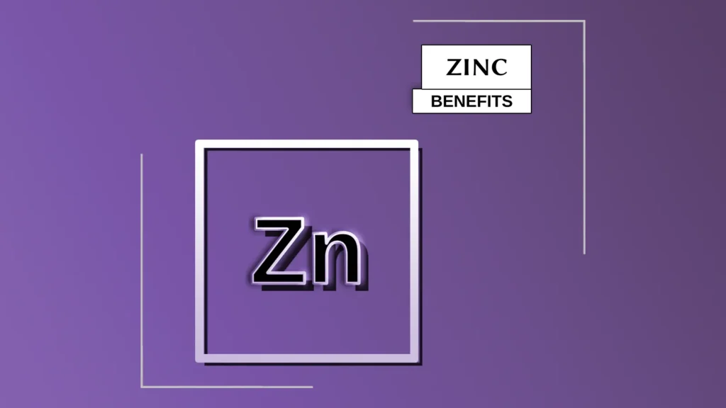Text over chemical symbol of Zinc.